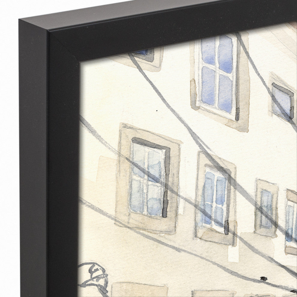 Streetcar Scene 16x20 Black Framed Canvas