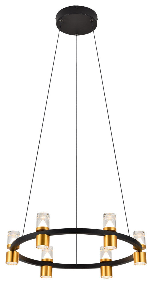 Ellegi 24" ETL Certified Integrated LED Height Adjustable Chandelier, Black