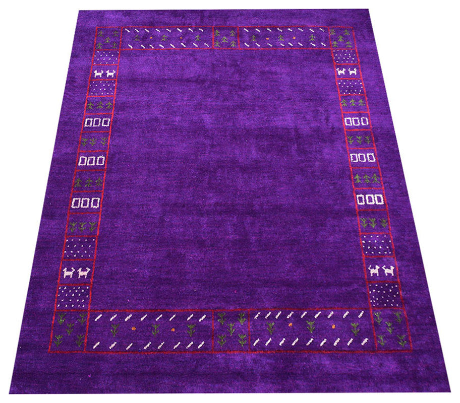 HAND KNOTTED LOOM SILK ECO-FRIENDLY RUGS-8'x10',Rectangle,Purple,Contemporary