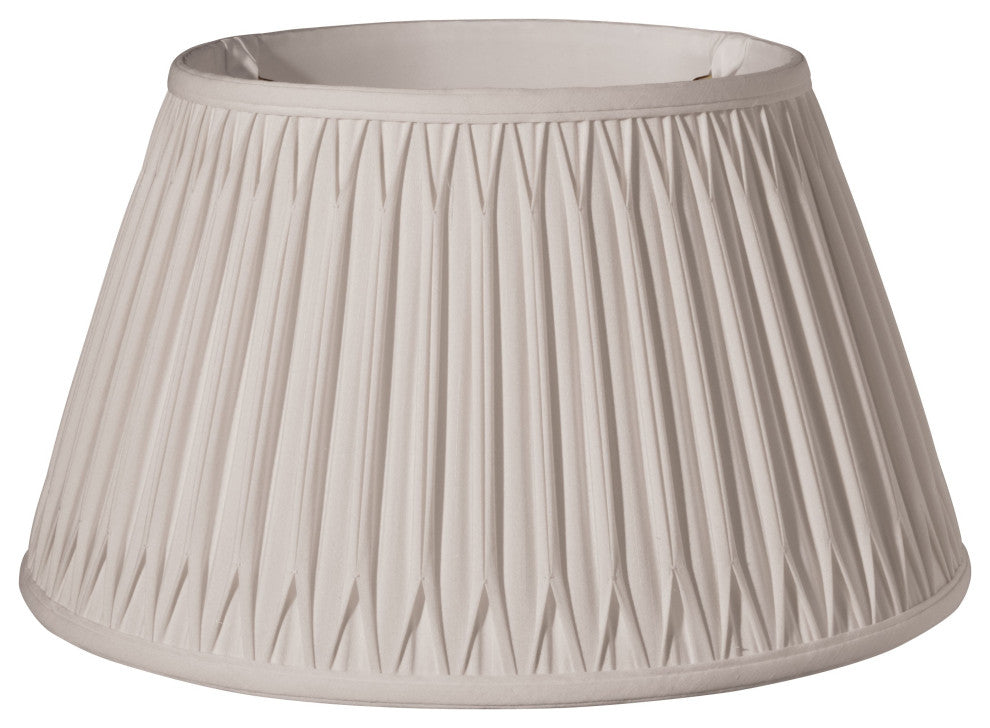 19" Cream Shallow Drum Smocked Shantung Lampshade