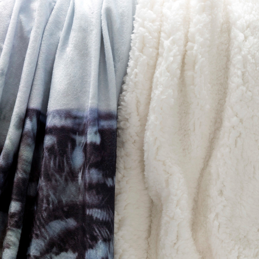Sherpa Fleece Throw Blanket, Owl Print Pattern, by Lavish Home