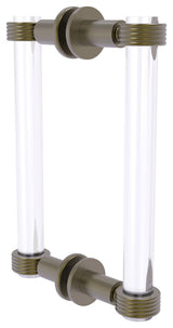 Clearview 8" Back to Back Groovy Accent Shower Door Pull, Antique Brass