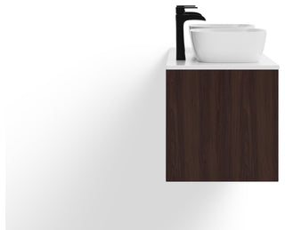The Hammel Bathroom Vanity, Walnut, 55", Single Sink, Wall Mount