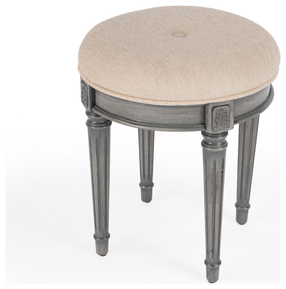 Butler Bernadette Cherry Vanity Stool, Powder Gray