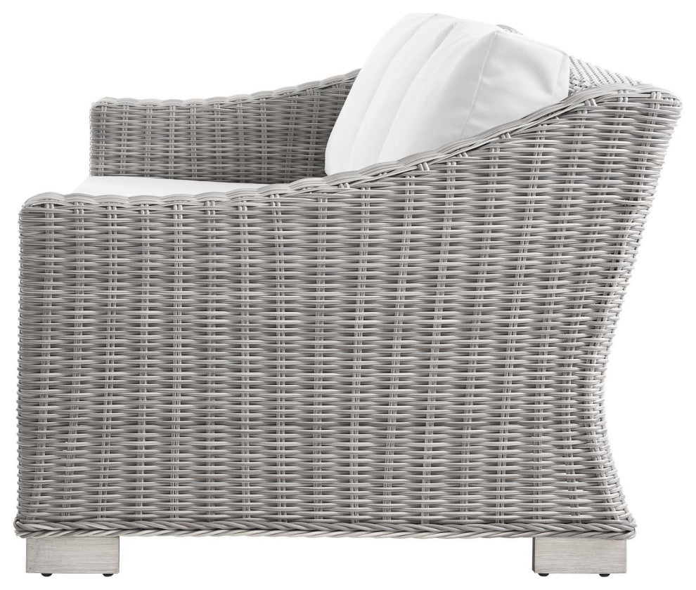 Lounge Sectional Sofa Chair Set, Rattan, Wicker, Gray White, Outdoor