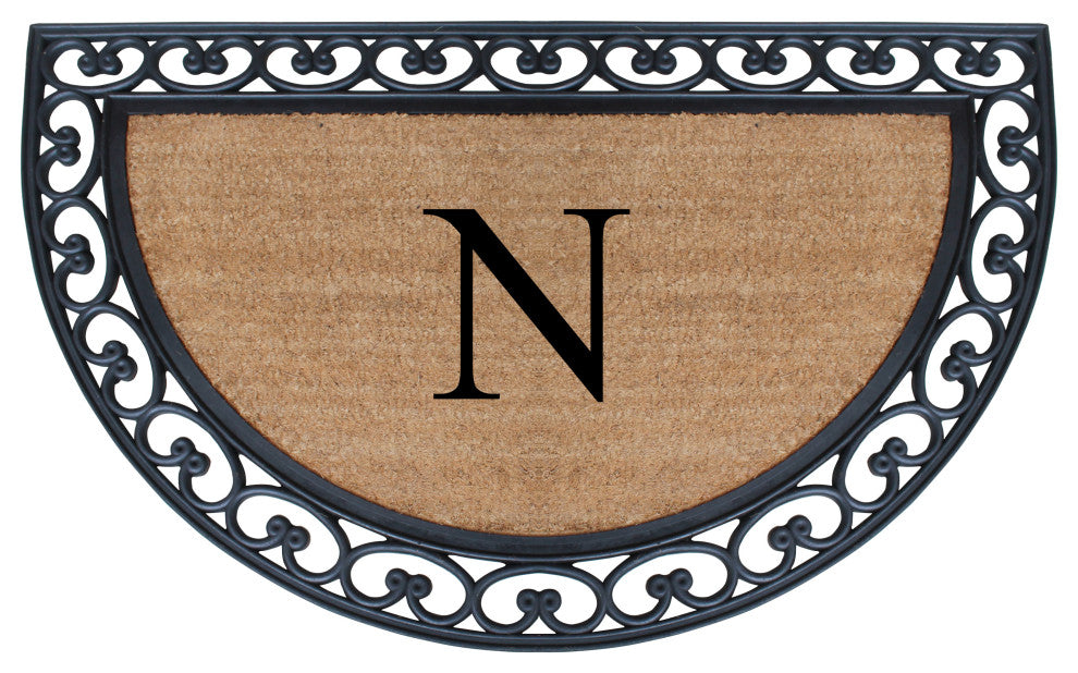 A1HC Half Round 30"x48" Double Door Monogrammed Doormat, N