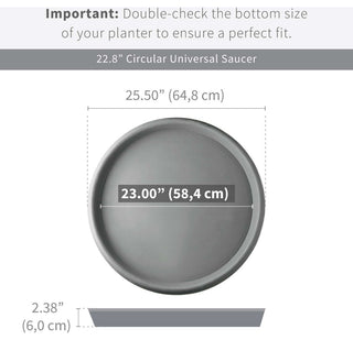 Universal Large Round Plant Saucer, Inner Diameter 22.8" x Outer 26", Black