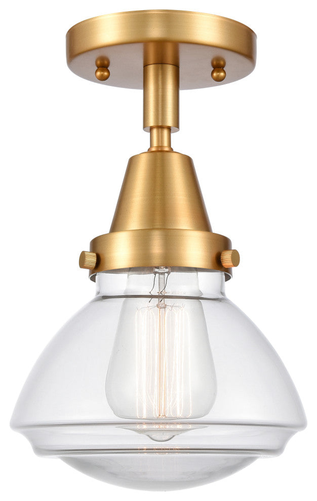 Innovations 447-1C-SG-G322-LED Olean 1 Light 6.75" Flush Mount, Satin Gold