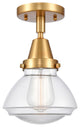 Innovations 447-1C-SG-G322-LED Olean 1 Light 6.75" Flush Mount, Satin Gold