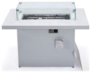 LeisureMod Chelsea Patio Aluminum Propane 44" Fire Pit Table, White