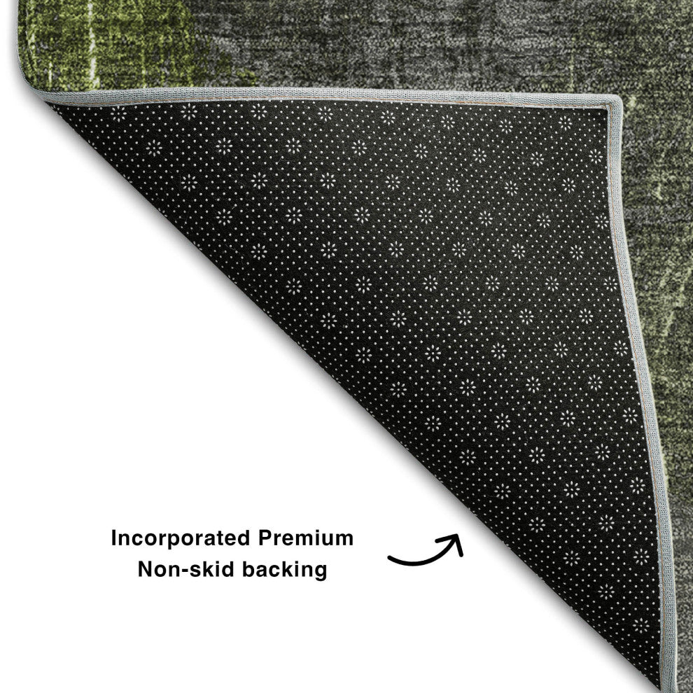 Premium Machine Washable Mayfield AMF556 Green 3' x 5' Rug