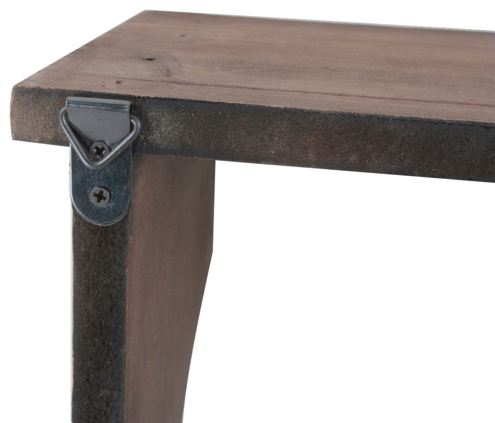 Wooden Wall Mounted Shelf With Hooks