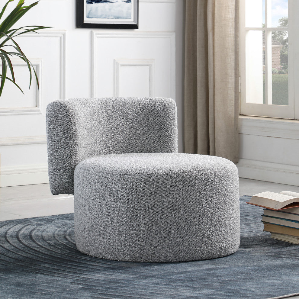 Como Boucle Fabric Upholstered Accent Chair, Grey
