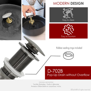 STYLISH Brushed Nickel Pop-Up Bathroom Sink Drain without Overflow