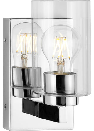 Goodwin 1-Lt Polished Chrome Modern Vanity Light With Clear Glass