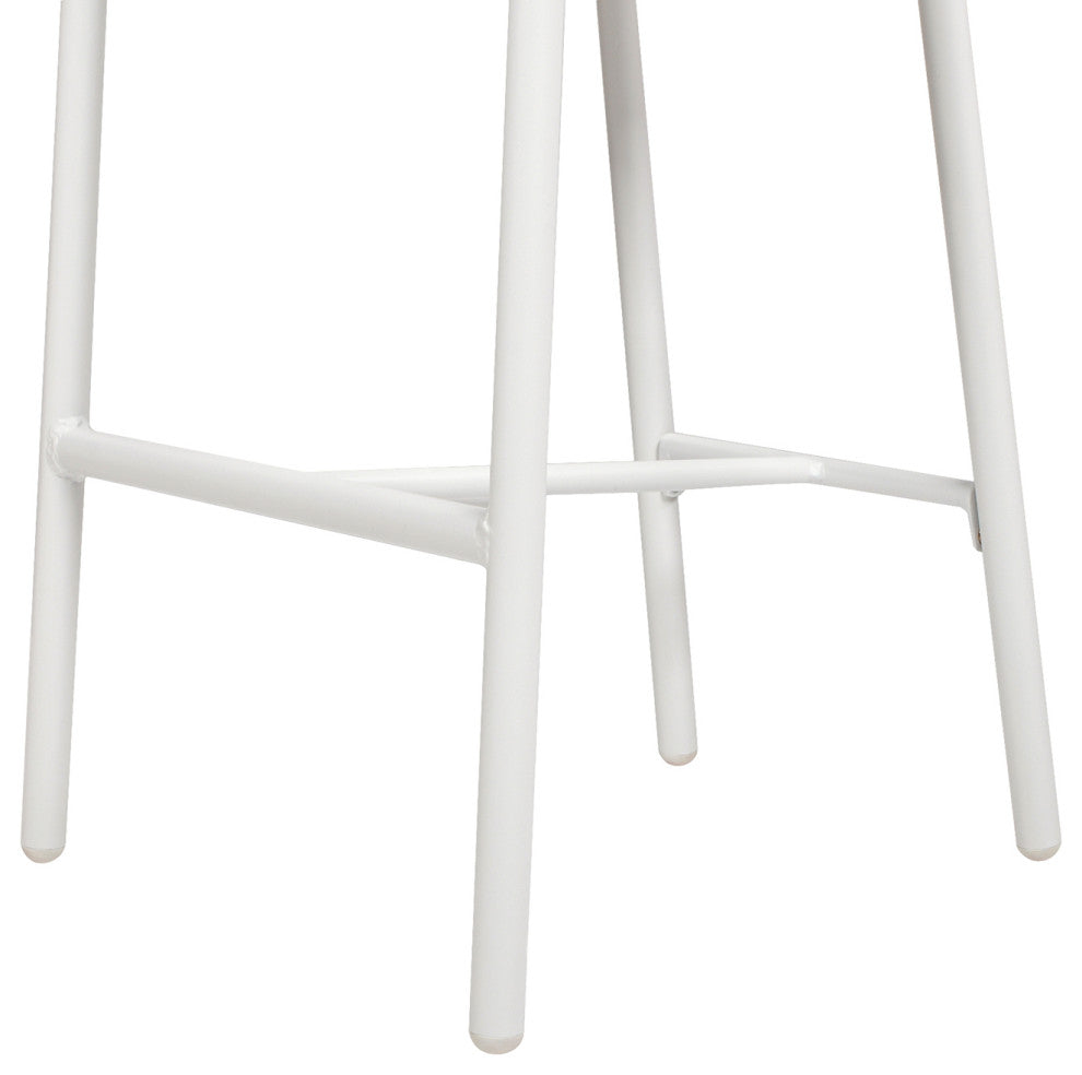 Rowan 27.5" Aluminum Rope Barrel Patio Counter Stool, Set of 2, Optic White Acrylic