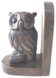 Carved Owl Stained Wooden Bookends Library Desk Shelf Decor