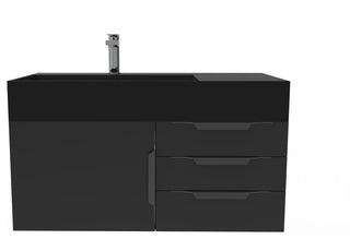 CastelloUSA Amazon 36" Wall Mount Vanity Set, Black, Black Top, Black Handles