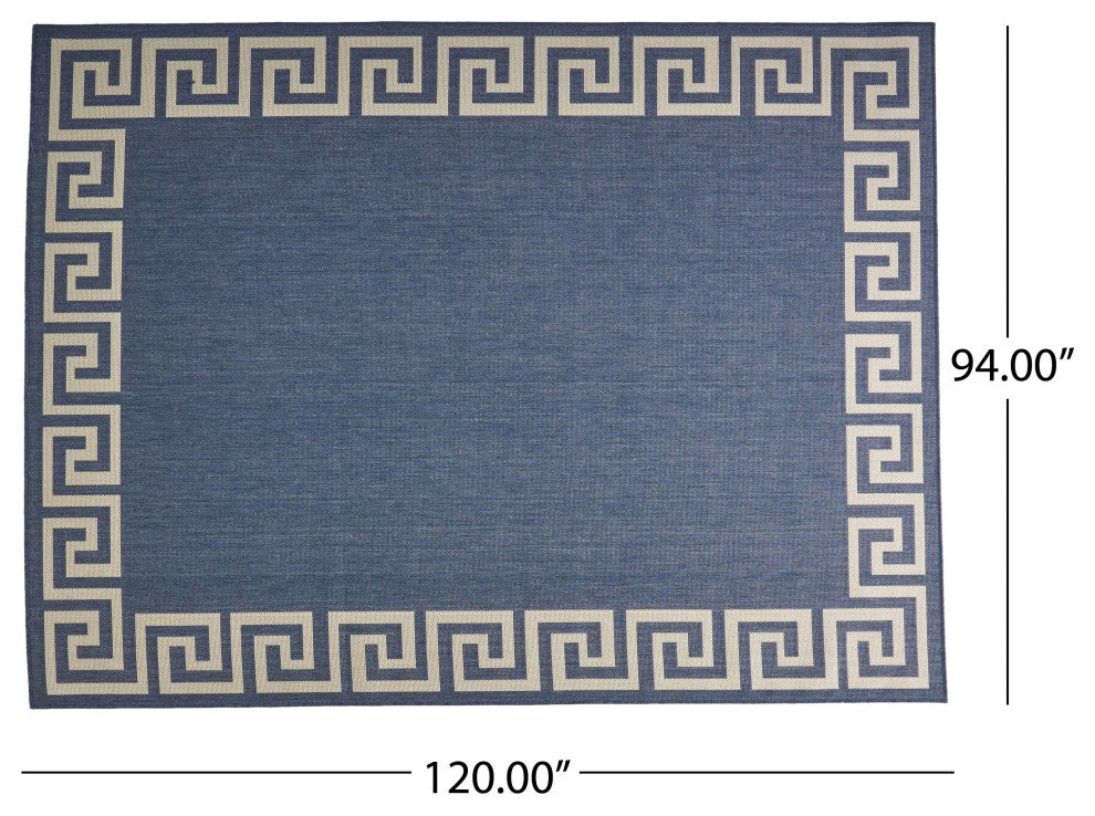 Davian Outdoor Area Rug, Blue and Ivory, 7'10"x10'