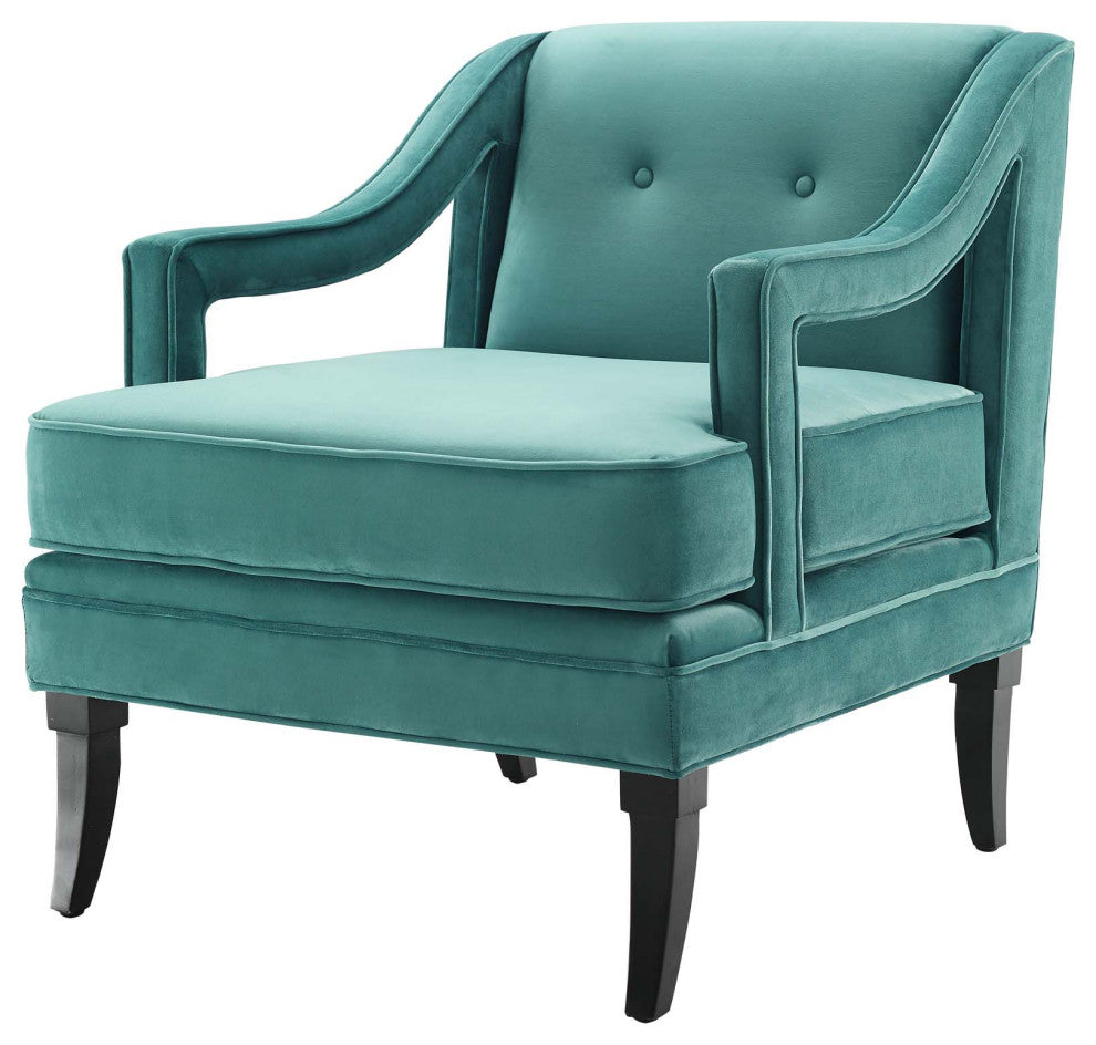 Armchair and Sofa Set, Set of 3, Velvet, Teal Blue, Modern, Lounge Hospitality