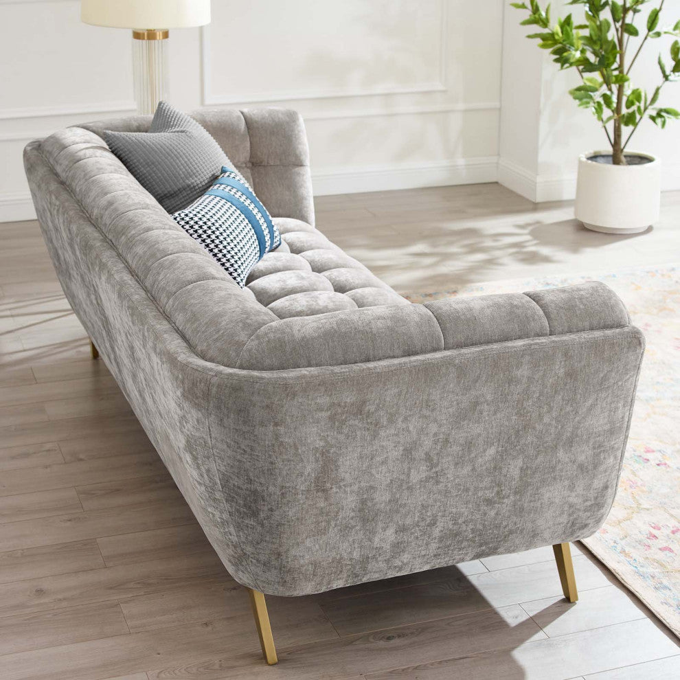 Bestow Crushed Performance Velvet Sofa Light Gray