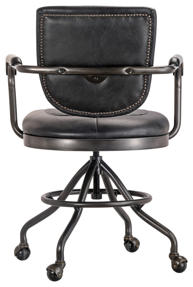 Foster Swivel Desk Chair Onyx Black Leather