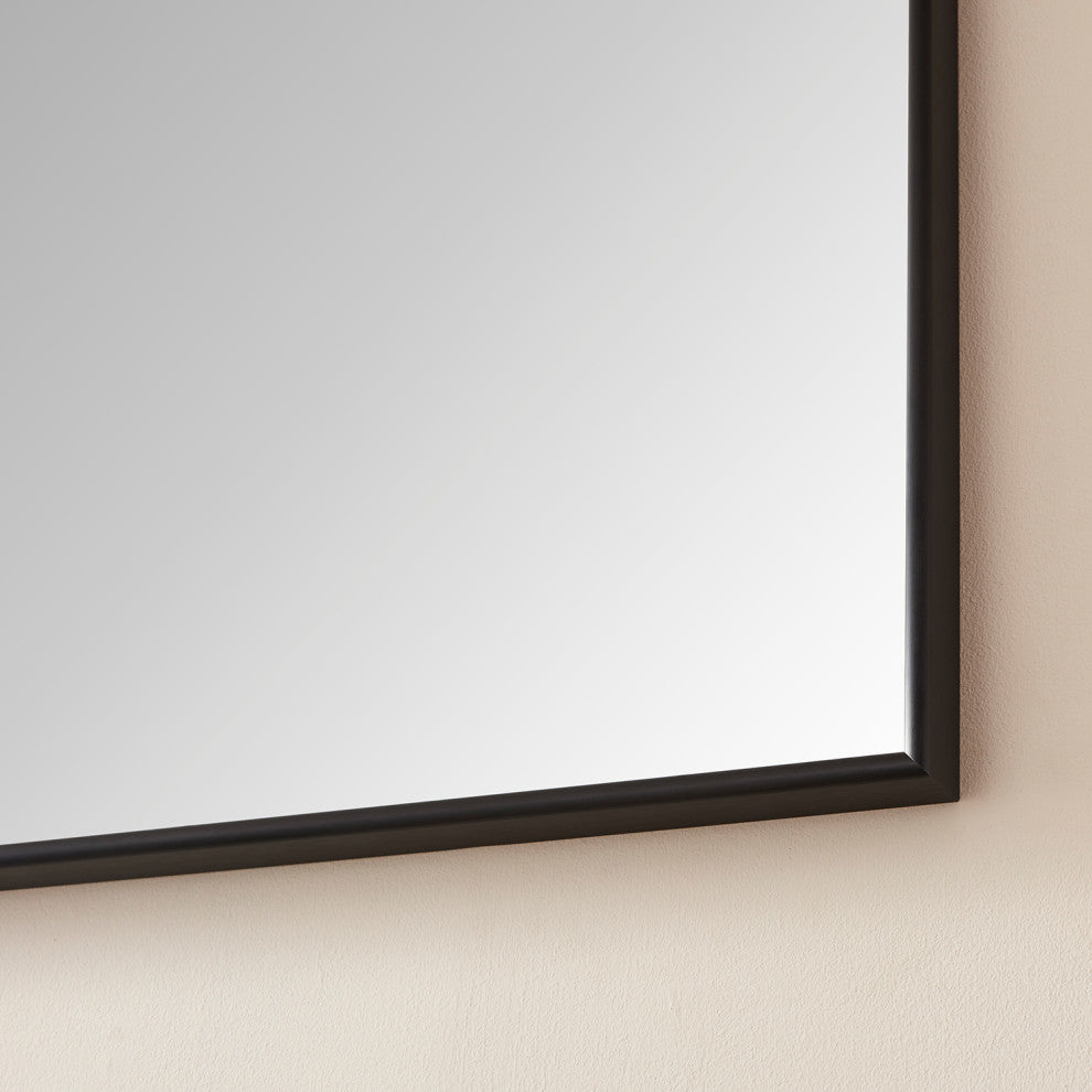 Viella Rectangular Aluminum Wall Mounted Mirror, Matte Black, 72"