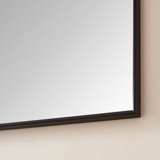 Viella Rectangular Aluminum Wall Mounted Mirror, Matte Black, 72"