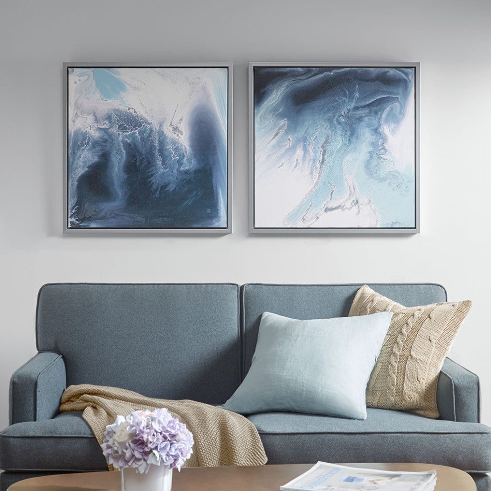 Madison Park Blue Lagoon 2 Abstract Blue Lagoon Framed Wall Art