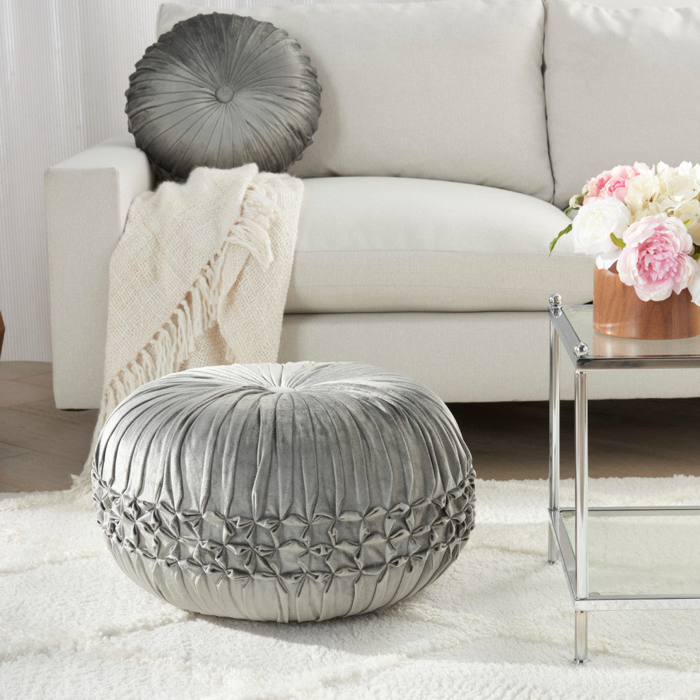Mina Victory RC833 Pouf, Charcoal, 20" x 20" x 12"