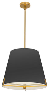 Preston Contemporary 4 Light Black Aged Brass Fabric Pendant