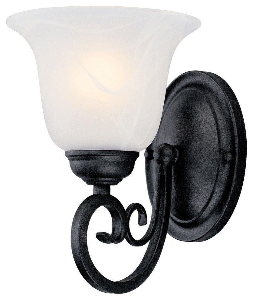 Matte Black 1-Light Wall Sconce Bathroom Fixture, 54-4858