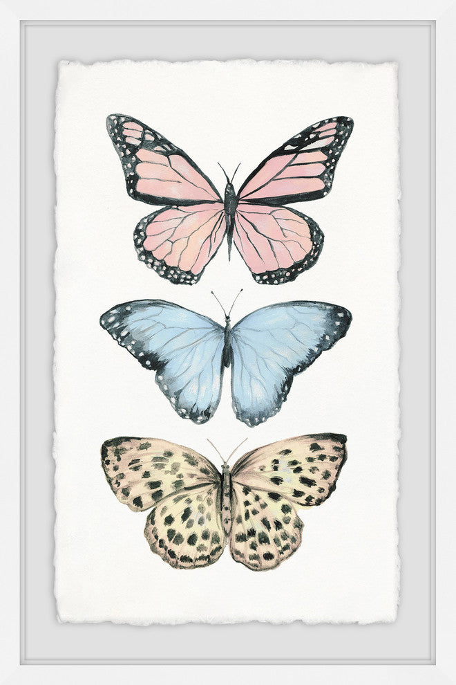 "Butterfly Trio" Framed Painting Print, 12"x18"