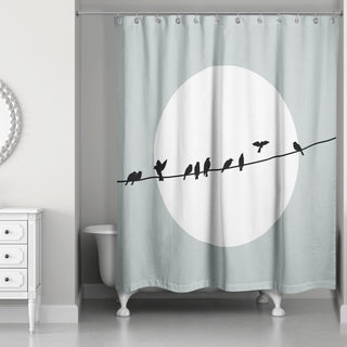 Soft Blue Birds on a Line 71x74 Shower Curtain