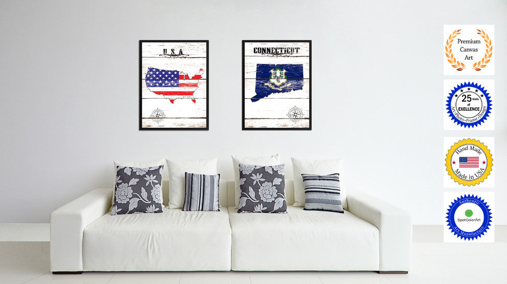 Connecticut State Flag Canvas, 13"x17"