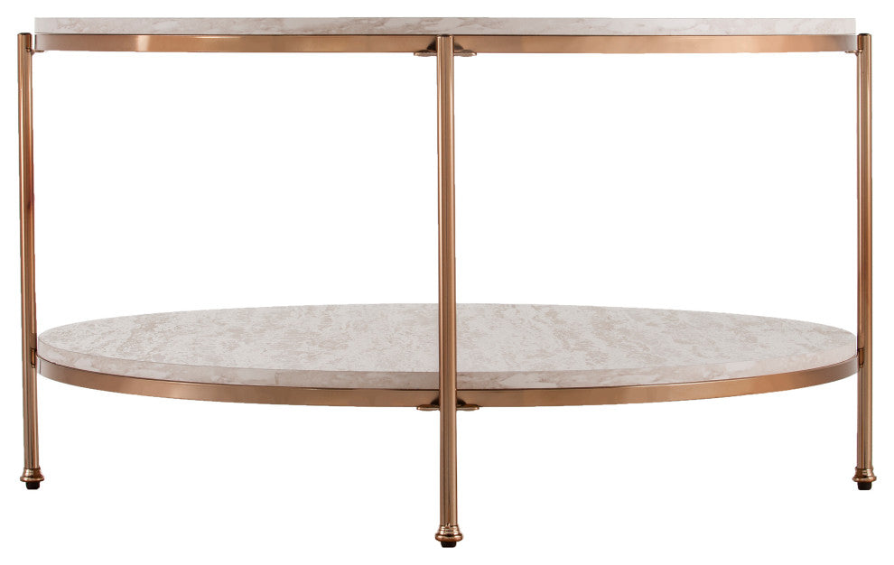 Fynfield Round Faux Stone Cocktail Table, Gold
