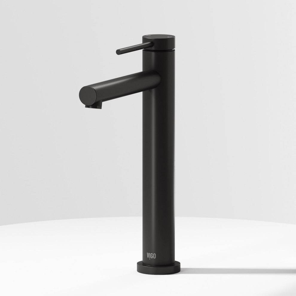 VIGO Jewel 11" H Single Handle Single Hole Bathroom Vessel Faucet, Matte Black