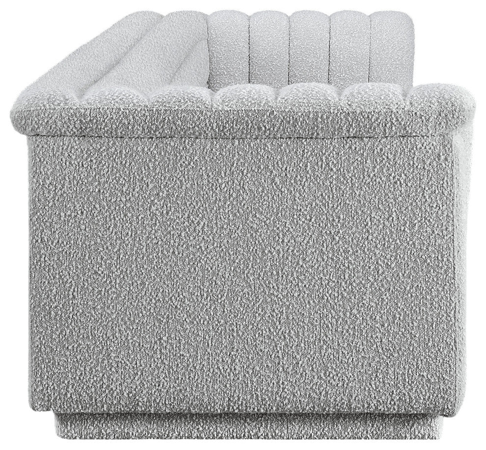 Cascade Upholstered Modular Sofa, Grey, Boucle Fabric, Straight Sofa