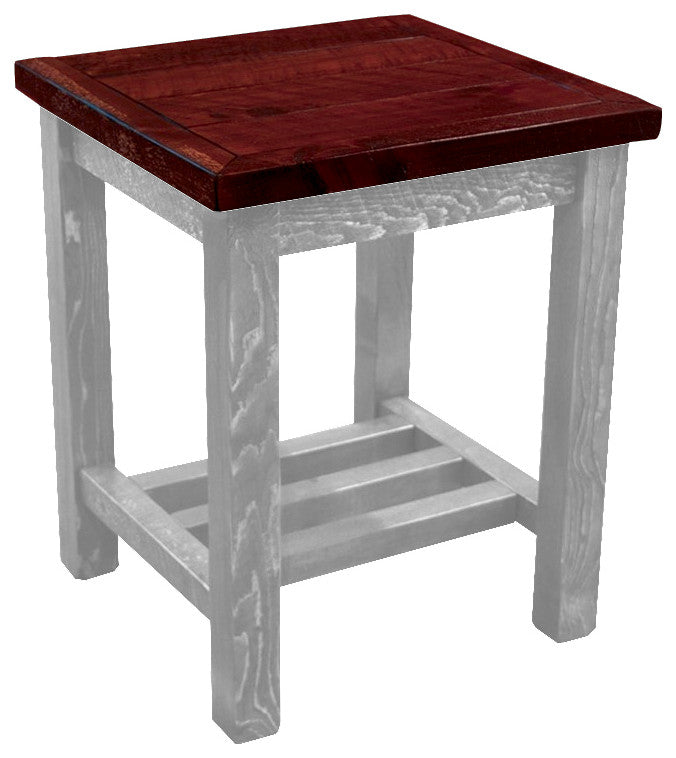 Rustic Barn Wood Style Timber Peg Open End Table, Thunder White and Michael's Cherry