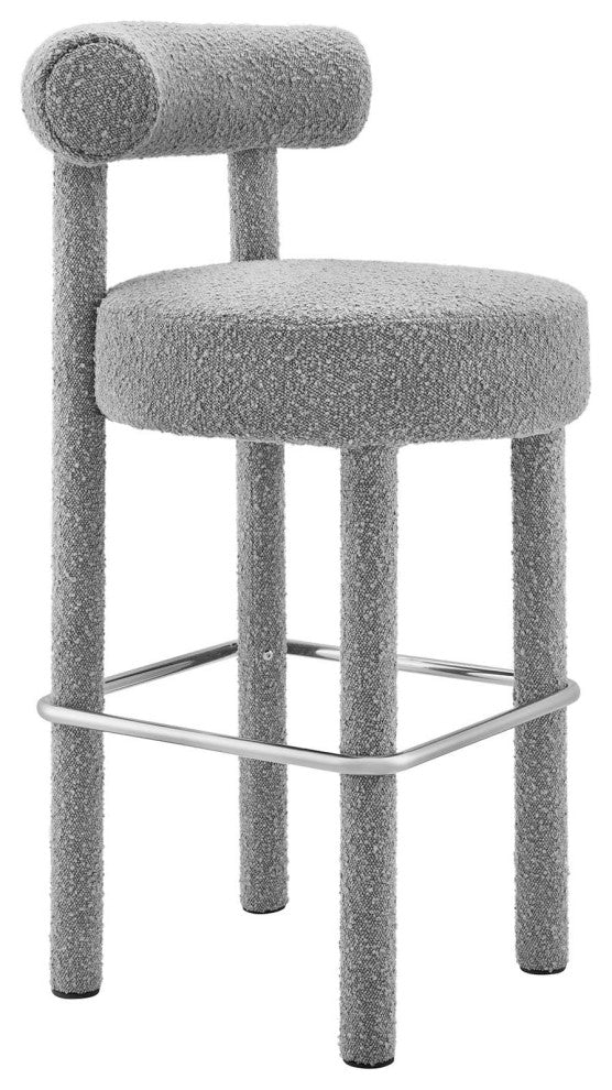 Toulouse Boucle Fabric Bar Stool - Light Gray Silver