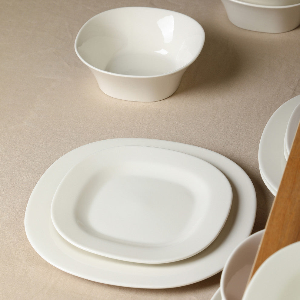 Stone Lain Quadro Porcelain Salad Plate Set of 4, White