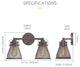 2 light farmhouse wall ight with bronze finish industrial mesh wall light