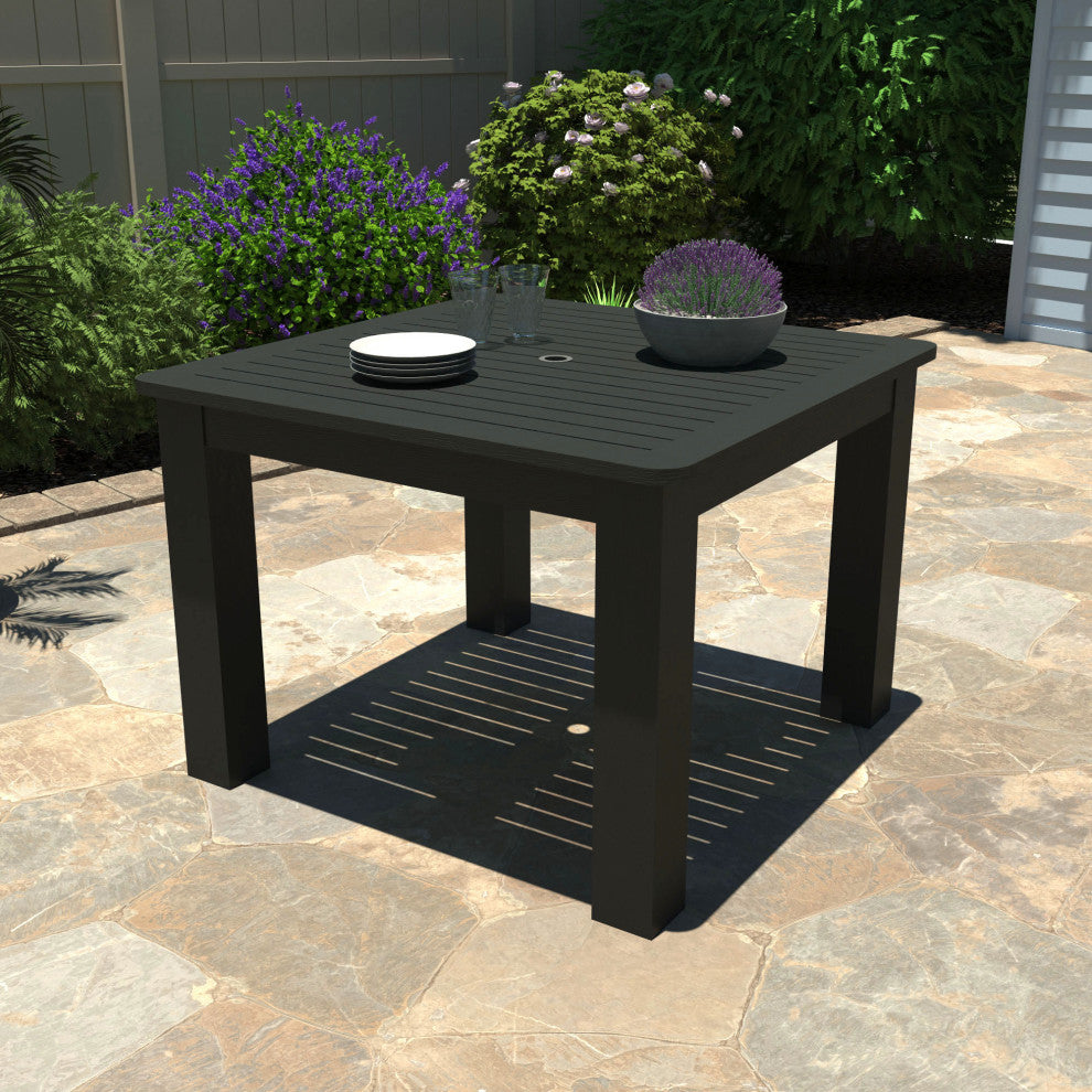 Square 42x42 Dining Table, Weathered Acorn, Black