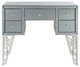 Five Drawer Console Table With Geometric Cut-Out Metal Legs, Silver