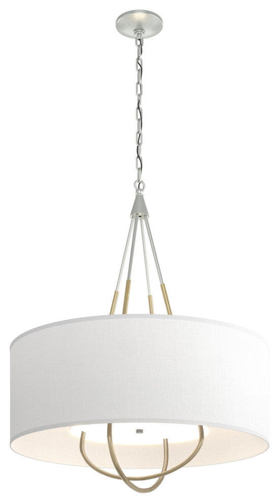 Loop Pendant, Vintage Platinum, Modern Brass, Natural Anna Shade
