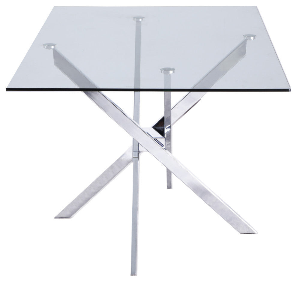 Xander Dining Table, Chrome Legs, Rectangular Top