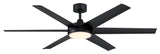 Brawn 64 inch Indoor/Outdoor Ceiling Fan with LED CCT Select Light Kit, Black