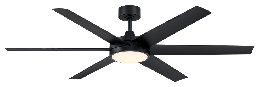 Brawn 64 inch Indoor/Outdoor Ceiling Fan with LED CCT Select Light Kit, Black