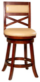 DTY Indoor Living Meeker X Back Swivel Stool, 24" Counter Stool, Cherry, Bone Leather