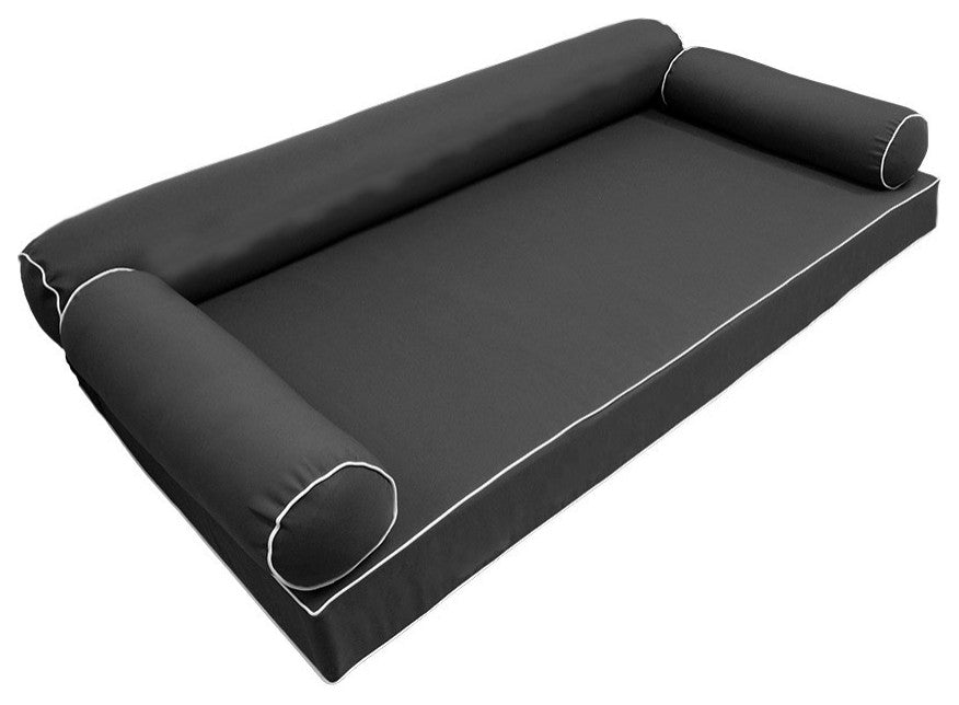 S6 Twin-XL Contrast Trim Mattress Bolster Pillow Outdoor Slip Cover ONLY AD003
